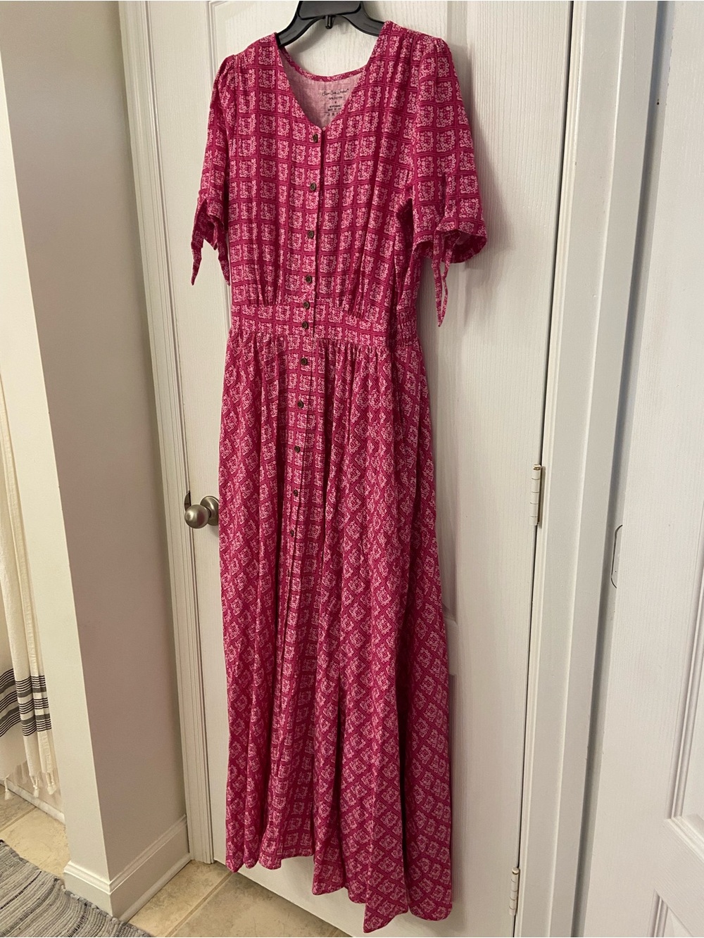 Nursing Pink Cotton Maxi Dress - Picture 6 of 7
